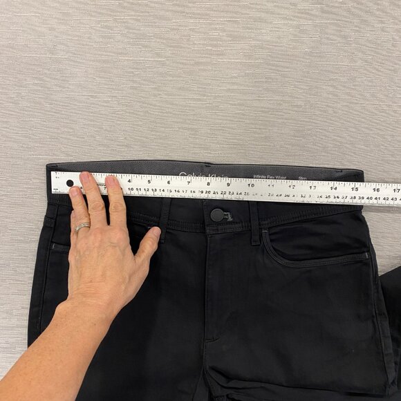 Calvin Klein Chino Pants Mens 30 x 32 Black Slim Fit Straight Flex Waist Cotton - Picture 8 of 13
